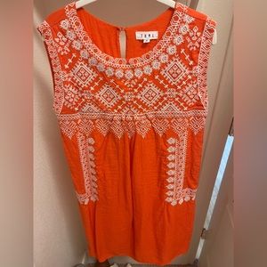 Orange and white embroidered dress